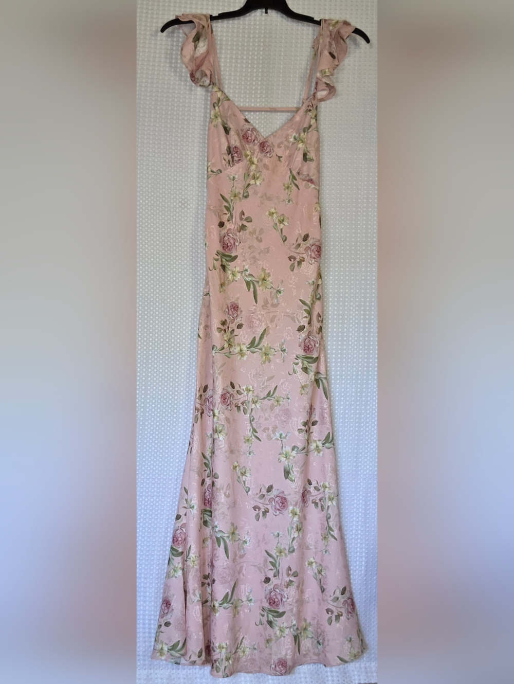 Floral Dress S Pink Maxi Dress Cowl Neck Backless Gown - Picture 5 of 6